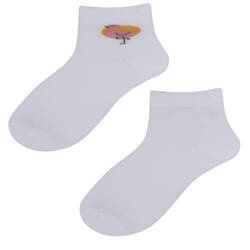 Białe skarpetki dziewczęce z flamingiem