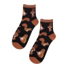 Czarne skarpetki damskie w brązowe zające, świstaki i wiewiórki
