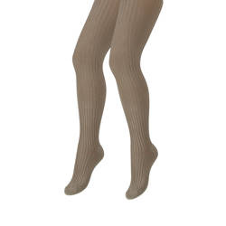 Beżowe rajstopy prążkowane