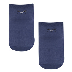 Jeansowe cienkie skarpetki dziewczęce z kotem